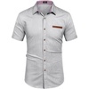 image:imageCOOFANDY Mens Cotton Casual Short Sleeve Button Down Shirt Plaid Collar Denim Work ShirtsA  White  No Pocket
