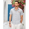 image:imageCOOFANDY Mens Cotton Casual Short Sleeve Button Down Shirt Plaid Collar Denim Work ShirtsA  White  No Pocket
