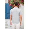image:imageCOOFANDY Mens Cotton Casual Short Sleeve Button Down Shirt Plaid Collar Denim Work ShirtsA  White  No Pocket