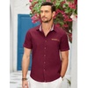 image:imageCOOFANDY Mens Cotton Casual Short Sleeve Button Down Shirt Plaid Collar Denim Work ShirtsA  Wine Red  No Pocket