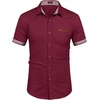 image:imageCOOFANDY Mens Cotton Casual Short Sleeve Button Down Shirt Plaid Collar Denim Work ShirtsA  Wine Red  No Pocket