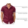 image:imageCOOFANDY Mens Cotton Casual Short Sleeve Button Down Shirt Plaid Collar Denim Work ShirtsA  Wine Red  No Pocket