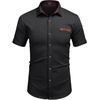 image:imageCOOFANDY Mens Cotton Casual Short Sleeve Button Down Shirt Plaid Collar Denim Work ShirtsB  Black  No Pocket