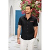 image:imageCOOFANDY Mens Cotton Casual Short Sleeve Button Down Shirt Plaid Collar Denim Work ShirtsB  Black  No Pocket