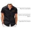 image:imageCOOFANDY Mens Cotton Casual Short Sleeve Button Down Shirt Plaid Collar Denim Work ShirtsB  Black  No Pocket