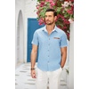 image:imageCOOFANDY Mens Cotton Casual Short Sleeve Button Down Shirt Plaid Collar Denim Work ShirtsB  Clear Blue  No Pocket