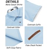 image:imageCOOFANDY Mens Cotton Casual Short Sleeve Button Down Shirt Plaid Collar Denim Work ShirtsB  Clear Blue  No Pocket