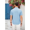 image:imageCOOFANDY Mens Cotton Casual Short Sleeve Button Down Shirt Plaid Collar Denim Work ShirtsB  Clear Blue  No Pocket