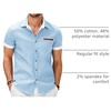 image:imageCOOFANDY Mens Cotton Casual Short Sleeve Button Down Shirt Plaid Collar Denim Work ShirtsB  Clear Blue  No Pocket