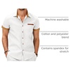 image:imageCOOFANDY Mens Cotton Casual Short Sleeve Button Down Shirt Plaid Collar Denim Work ShirtsB White  No Pocket