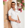 image:imageCOOFANDY Mens Cotton Casual Short Sleeve Button Down Shirt Plaid Collar Denim Work ShirtsB White  No Pocket