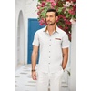 image:imageCOOFANDY Mens Cotton Casual Short Sleeve Button Down Shirt Plaid Collar Denim Work ShirtsB White  No Pocket