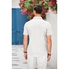 image:imageCOOFANDY Mens Cotton Casual Short Sleeve Button Down Shirt Plaid Collar Denim Work ShirtsB White  No Pocket