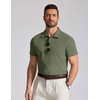 image:imageCOOFANDY Mens Cotton Polo Shirt Short Sleeve Golf Shirts 3 Buttons Casual Work T ShirtsArmy Green