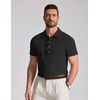 image:imageCOOFANDY Mens Cotton Polo Shirt Short Sleeve Golf Shirts 3 Buttons Casual Work T ShirtsBlack
