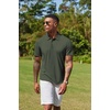 image:imageCOOFANDY Mens Cotton Polo Shirt Short Sleeve Golf Shirts 3 Buttons Casual Work T ShirtsDeep Green