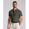 image:imageCOOFANDY Mens Cotton Polo Shirt Short Sleeve Golf Shirts 3 Buttons Casual Work T ShirtsDeep Green