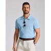 image:imageCOOFANDY Mens Cotton Polo Shirt Short Sleeve Golf Shirts 3 Buttons Casual Work T ShirtsLight Blue