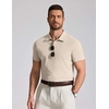 image:imageCOOFANDY Mens Cotton Polo Shirt Short Sleeve Golf Shirts 3 Buttons Casual Work T ShirtsLight Khaki