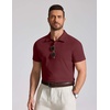 image:imageCOOFANDY Mens Cotton Polo Shirt Short Sleeve Golf Shirts 3 Buttons Casual Work T ShirtsMaroon