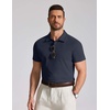 image:imageCOOFANDY Mens Cotton Polo Shirt Short Sleeve Golf Shirts 3 Buttons Casual Work T ShirtsMidnight Blue