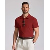 image:imageCOOFANDY Mens Cotton Polo Shirt Short Sleeve Golf Shirts 3 Buttons Casual Work T ShirtsRed