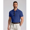 image:imageCOOFANDY Mens Cotton Polo Shirt Short Sleeve Golf Shirts 3 Buttons Casual Work T ShirtsRoyal Azure Blue