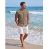 image:imageCOOFANDY Mens Cotton Shirts Short Sleeve Button Down Shirts Casual Beach Summer Cuban Collar ShirtKhaki