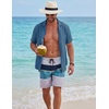 image:imageCOOFANDY Mens Cotton Shirts Short Sleeve Button Down Shirts Casual Beach Summer Cuban Collar ShirtNavy Blue