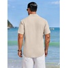 image:imageCOOFANDY Mens Cuban Guayabera Shirts Button Down Short Sleeve Shirt Casual Linen Summer Beach ShirtsBeige