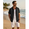 image:imageCOOFANDY Mens Cuban Guayabera Shirts Button Down Short Sleeve Shirt Casual Linen Summer Beach ShirtsBlack