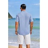 image:imageCOOFANDY Mens Cuban Guayabera Shirts Button Down Short Sleeve Shirt Casual Linen Summer Beach ShirtsBlue