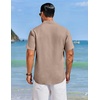 image:imageCOOFANDY Mens Cuban Guayabera Shirts Button Down Short Sleeve Shirt Casual Linen Summer Beach ShirtsKhaki