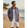 image:imageCOOFANDY Mens Cuban Guayabera Shirts Button Down Short Sleeve Shirt Casual Linen Summer Beach ShirtsLight Grey