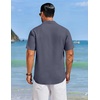 image:imageCOOFANDY Mens Cuban Guayabera Shirts Button Down Short Sleeve Shirt Casual Linen Summer Beach ShirtsLight Grey