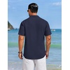 image:imageCOOFANDY Mens Cuban Guayabera Shirts Button Down Short Sleeve Shirt Casual Linen Summer Beach ShirtsNavy Blue