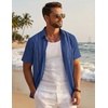 image:imageCOOFANDY Mens Cuban Guayabera Shirts Button Down Short Sleeve Shirt Casual Linen Summer Beach ShirtsRoyal Blue