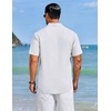 image:imageCOOFANDY Mens Cuban Guayabera Shirts Button Down Short Sleeve Shirt Casual Linen Summer Beach ShirtsWhite