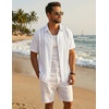 image:imageCOOFANDY Mens Cuban Guayabera Shirts Button Down Short Sleeve Shirt Casual Linen Summer Beach ShirtsWhite