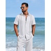 image:imageCOOFANDY Mens Cuban Guayabera Shirts Button Down Short Sleeve Shirt Casual Linen Summer Beach ShirtsWhite