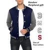 image:imageCOOFANDY Mens Fashion Varsity Jacket Causal Slim Fit Cotton Letterman Baseball Bomber JacketsNavyGrey
