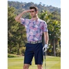image:imageCOOFANDY Mens Golf Polo Shirts Short Sleeve Quick Dry Performance Moisture Wicking Golf Shirts Casual Print Collared ShirtLight Blue Leaf
