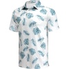 image:imageCOOFANDY Mens Golf Polo Shirts Short Sleeve Quick Dry Performance Moisture Wicking Golf Shirts Casual Print Collared ShirtWhite Blue Leaf