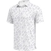 image:imageCOOFANDY Mens Golf Polo Shirts Short Sleeve Quick Dry Performance Moisture Wicking Golf Shirts Casual Print Collared ShirtWhite Grey Geometry