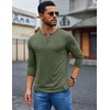 image:imageCOOFANDY Mens Henley Shirt Long Sleeve Casual Stretch Solid TShirts Fashion Pullover Lightweight Fall TopsArmy Green
