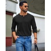 image:imageCOOFANDY Mens Henley Shirt Long Sleeve Casual Stretch Solid TShirts Fashion Pullover Lightweight Fall TopsBlack