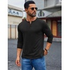 image:imageCOOFANDY Mens Henley Shirt Long Sleeve Casual Stretch Solid TShirts Fashion Pullover Lightweight Fall TopsBlack