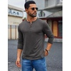 image:imageCOOFANDY Mens Henley Shirt Long Sleeve Casual Stretch Solid TShirts Fashion Pullover Lightweight Fall TopsDark Grey