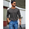 image:imageCOOFANDY Mens Henley Shirt Long Sleeve Casual Stretch Solid TShirts Fashion Pullover Lightweight Fall TopsDark Grey