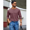 image:imageCOOFANDY Mens Henley Shirt Long Sleeve Casual Stretch Solid TShirts Fashion Pullover Lightweight Fall TopsDark Red